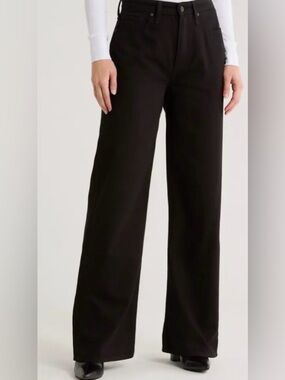 rag & bone Lori Mid-Rise Wide Leg Cropped Jeans Black Size 24